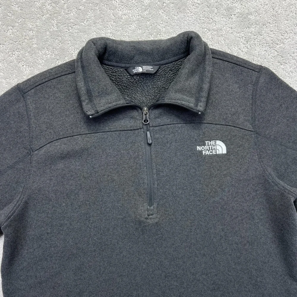The‎ North Face Sweater Mens Large Gray Cap Rock Quarter Zip Fleece Pullover
